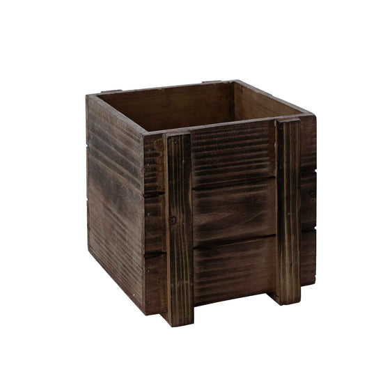Rustic Planter Box with Plastic Liner - 6" x 6"