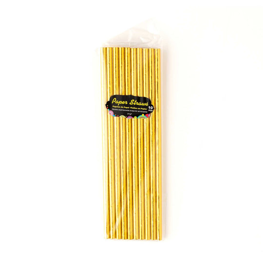 Paper Straws 7 ¾" 10pcs/bag - Gold