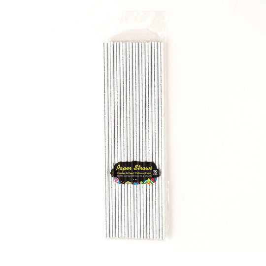 Paper Straws 7 ¾" 10pcs/bag - Silver