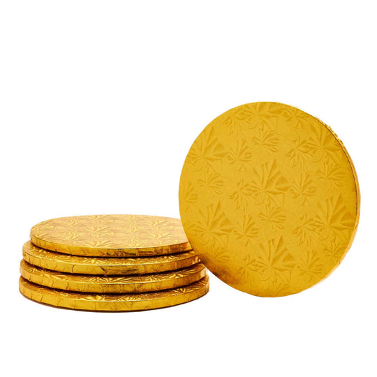 Filigree Round Cake Drum 12" - Set of 5-Gold