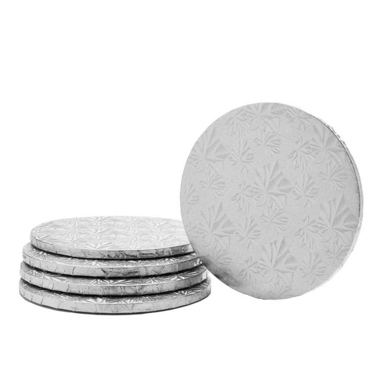 Filigree Round Cake Drum 12" - Set of 5-Silver