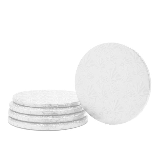 Filigree Round Cake Drum 12" - Set of 5-White