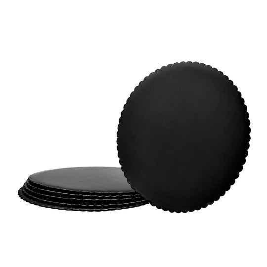 Round Scalloped Cake Board 8" - Set of 6 - Black