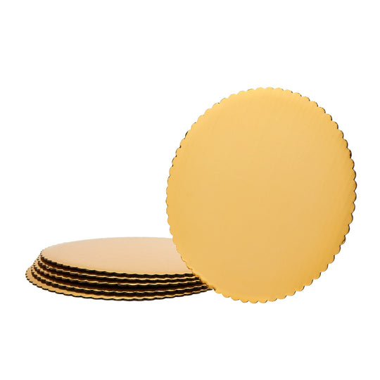 Round Scalloped Cake Board 8" - Set of 6 - Gold