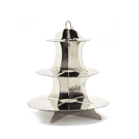 Metallic Disposable Treat Stand - Silver