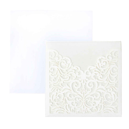 Laser Cut Square Invitation Set-White