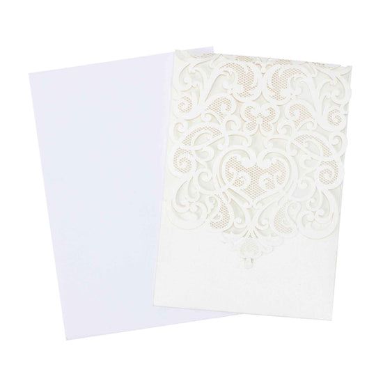 Laser Cut Top Fold Invitation Set-Ivory