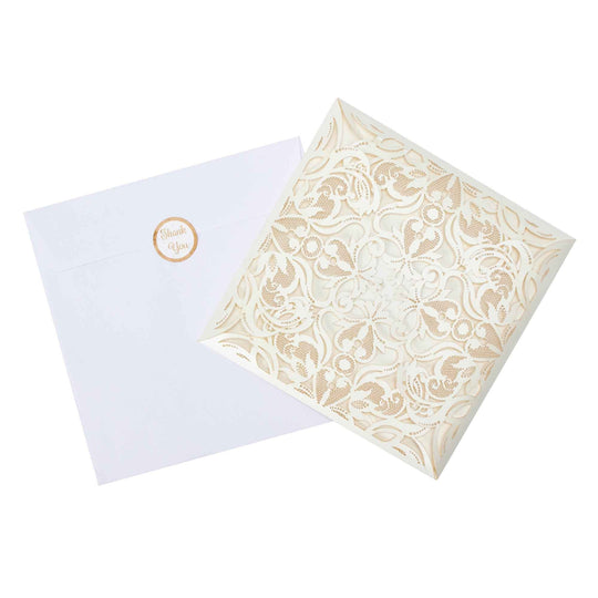Laser Cut Square Invitation Set-Ivory