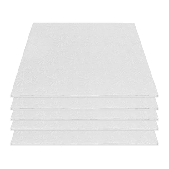 Filigree Square Cake Board 14" - Set of 5-White