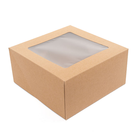Cake & Pastry Boxes with Window | Pack of 20 - Brown