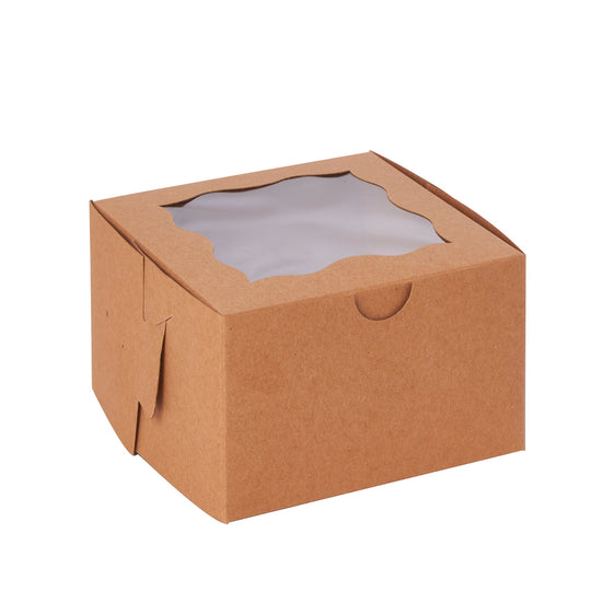 Pastry Boxes with Window | 50 Pack - Brown