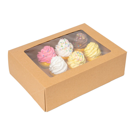 Cupcake Carrier 25 Pack with 12-Cupcake Insert Tray - Brown