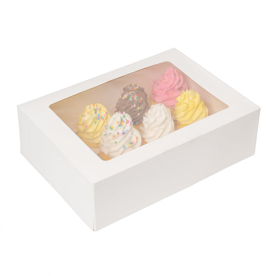 Cupcake Carrier 25 Pack with 12-Cupcake Insert Tray - White