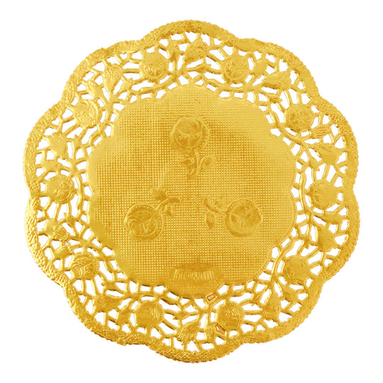 Round Lace Metallic Paper Doilies 4" - Set of 100 - Gold