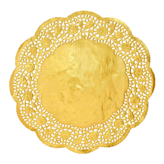 Round Lace Metallic Paper Doilies 10" - Set of 100 - Gold
