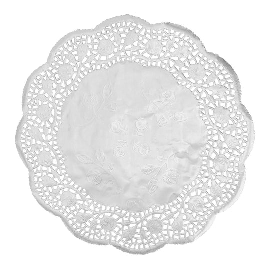 Round Lace Metallic Paper Doilies 12" - Set of 100 - Silver
