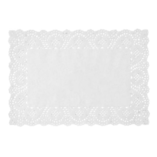 Rectangle Lace Paper Doilies 9" x 6¼" - Set of 250-White
