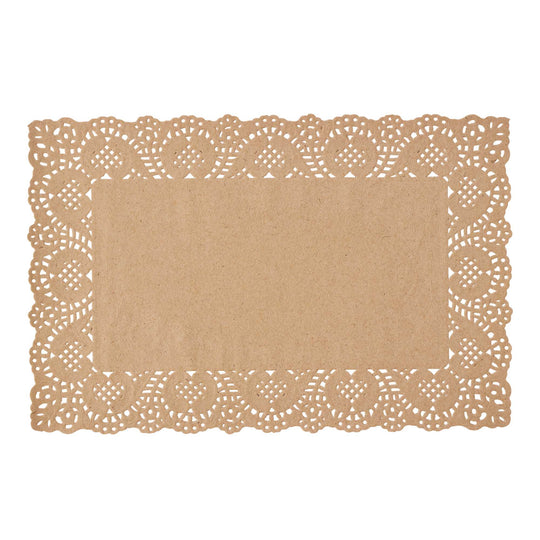 Rectangle Lace Paper Doilies 11¾" L x 7¾" W - Set of 250-Natural