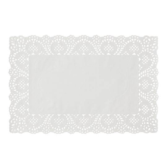 Rectangle Lace Paper Doilies 11¾" L x 7¾" W - Set of 250-White