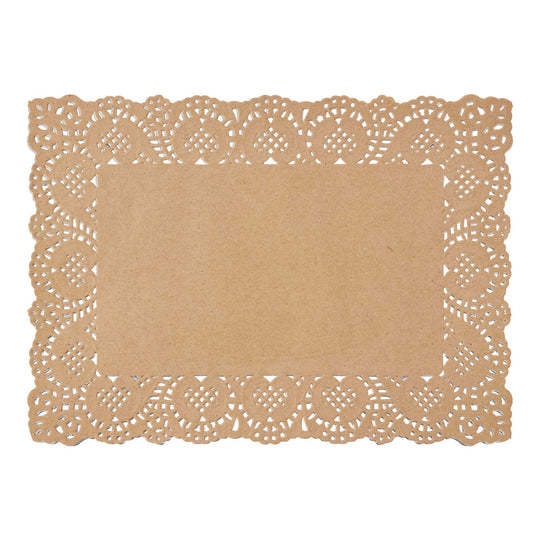 Rectangle Lace Paper Doilies 13½" L x 9¾" W - Set of 250-Natural