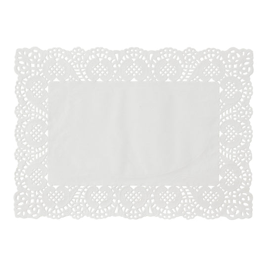 Rectangle Lace Paper Doilies 13½" L x 9¾" W - Set of 250-White
