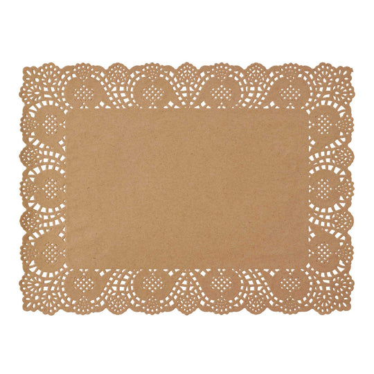 Rectangle Lace Paper Doilies 15½" L x 11¾" W - Set of 250-Natural