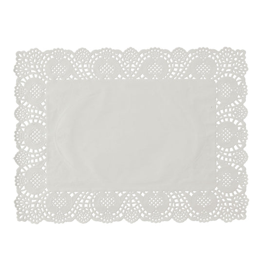 Rectangle Lace Paper Doilies 15½" L x 11¾" W - Set of 250-White