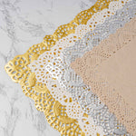 Square Lace Metallic Paper Doilies 10" - Set of 100 - Events and Crafts-Dulcet Delights