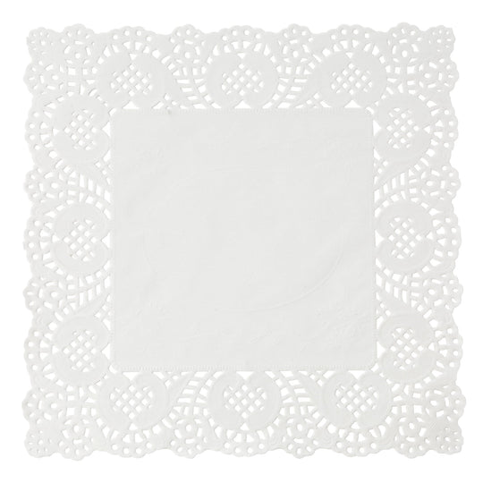Square Lace Paper Doilies 12" - Set of 250-White