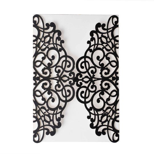 Laser Cut Gate Fold Invitation Set-Black