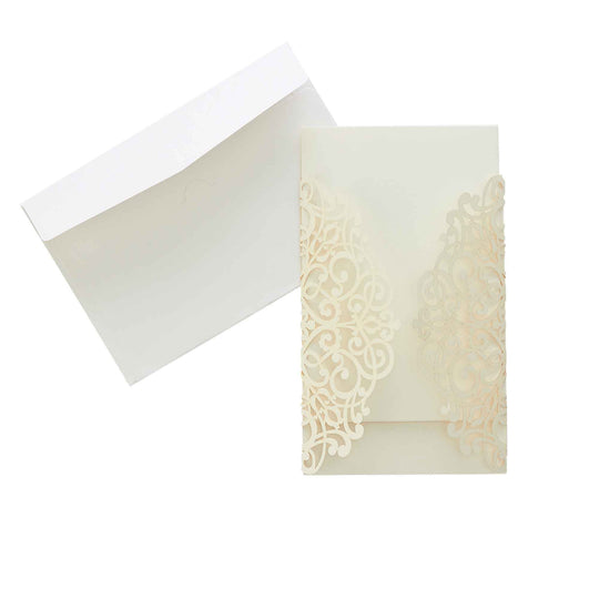 Laser Cut Gate Fold Invitation Set-White