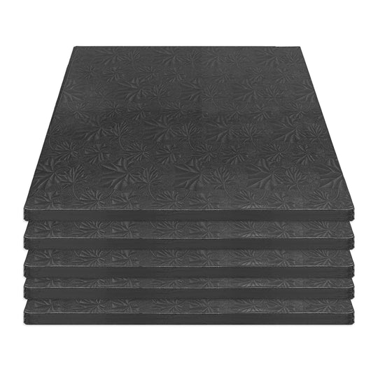 Filigree Square Cake Drum 12" - Set of 5 - Black