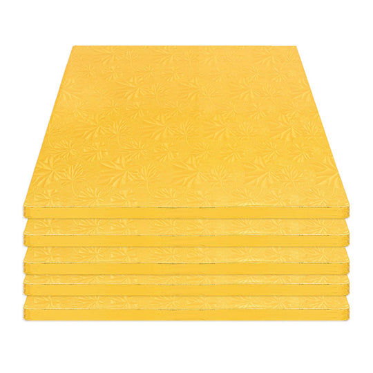Filigree Square Cake Drum 16" - Set of 5 - Gold
