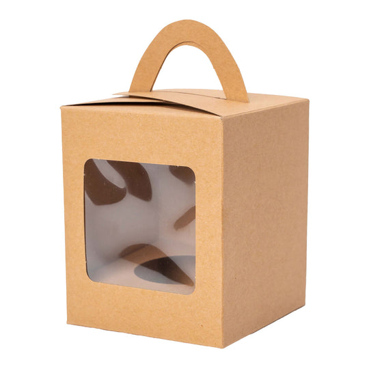 Individual Cupcake Box with Window - Set of 12 - Natural