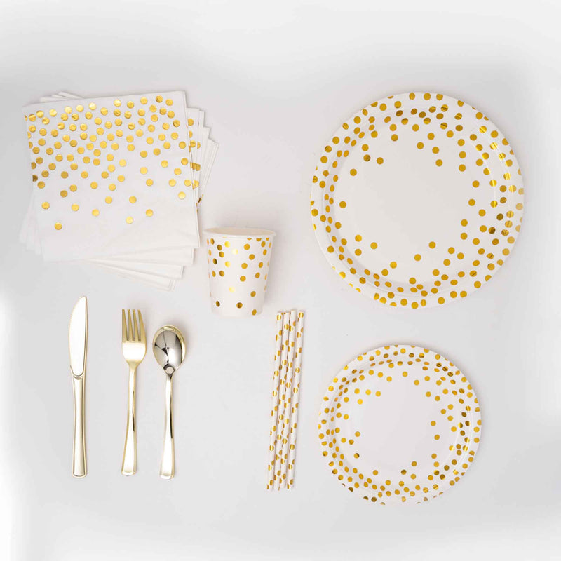 Gold Dot Dinnerware Set