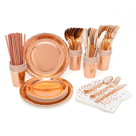 Rose Gold Dinnerware Set - 25 People