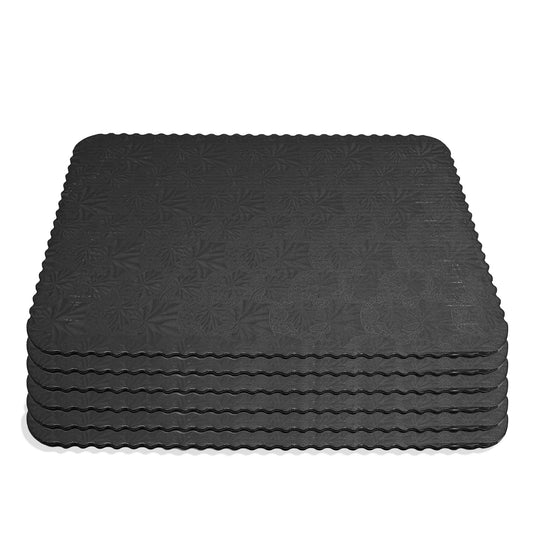 Filigree Scalloped Cake Board Half Sheet - Black set of 6