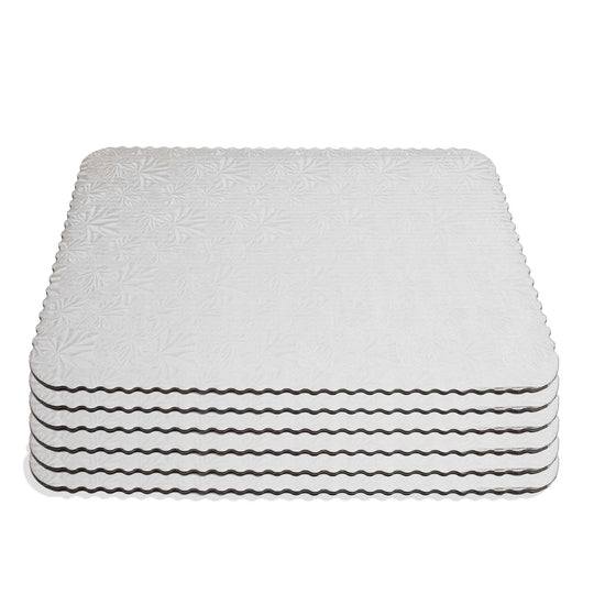 Filigree Scalloped Cake Board Half Sheet - Silver set of 6