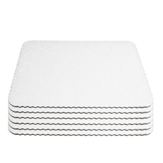 Filigree Scalloped Cake Board Half Sheet - White set of 6