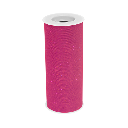Glitter Fabric Tulle  6"W x 10 Yards- Fuchsia