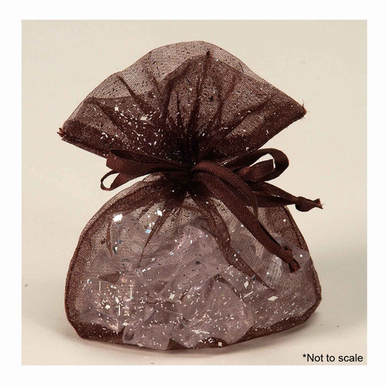 Glitter Organza Bags-Brown
