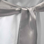 Satin Chair Bows - Silver Closeup