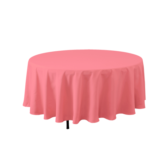 Round Polyester Table Cover 132" - Coral