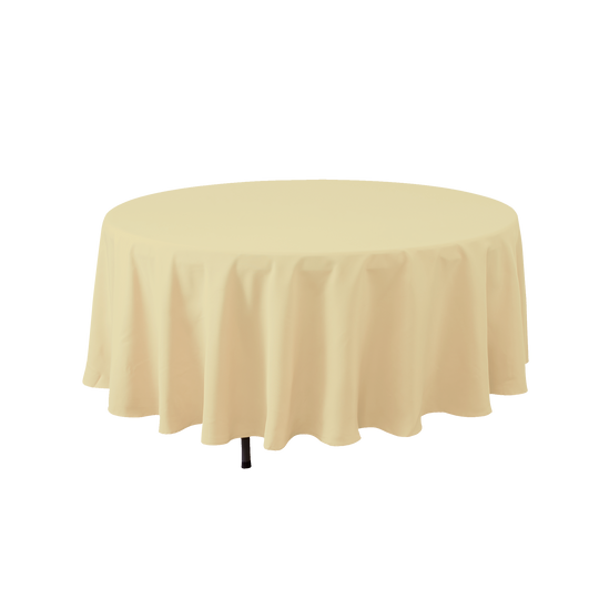 Round Polyester Table Cover 132" - Ivory