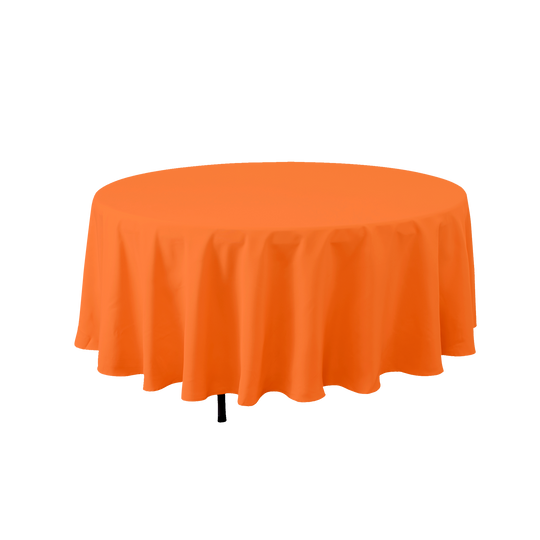 Round Polyester Table Cover 132" - Orange