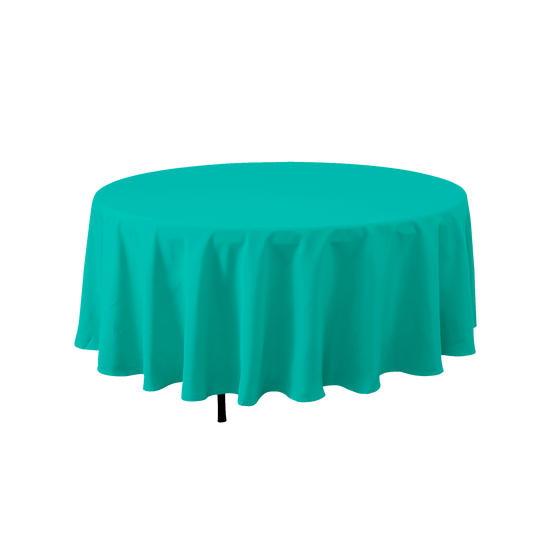 Round Polyester Table Cover 132" - Turquoise