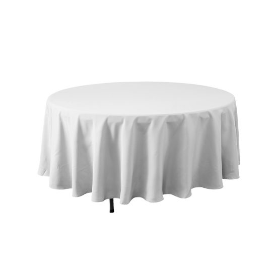Round Polyester Table Cover 132" - White