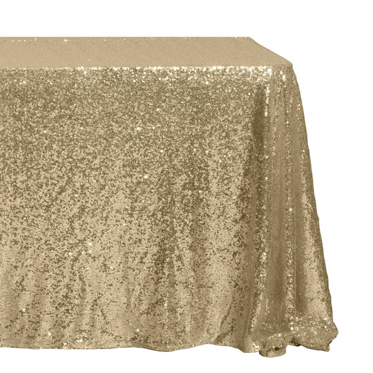 Sequin Table Cover - 156 Inches Long - Champagne
