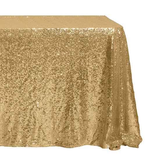 Sequin Table Cover - 156 Inches Long - Gold
