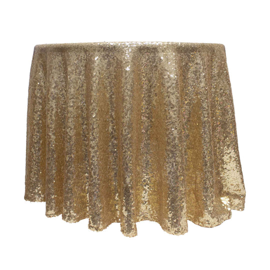 Round Sequin Table Cover - 120 Inches - Champagne